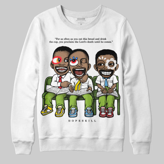 Nike SB Dunk Low Chlorophyll DopeSkill Sweatshirt First Sunday Graphic Streetwear - White
