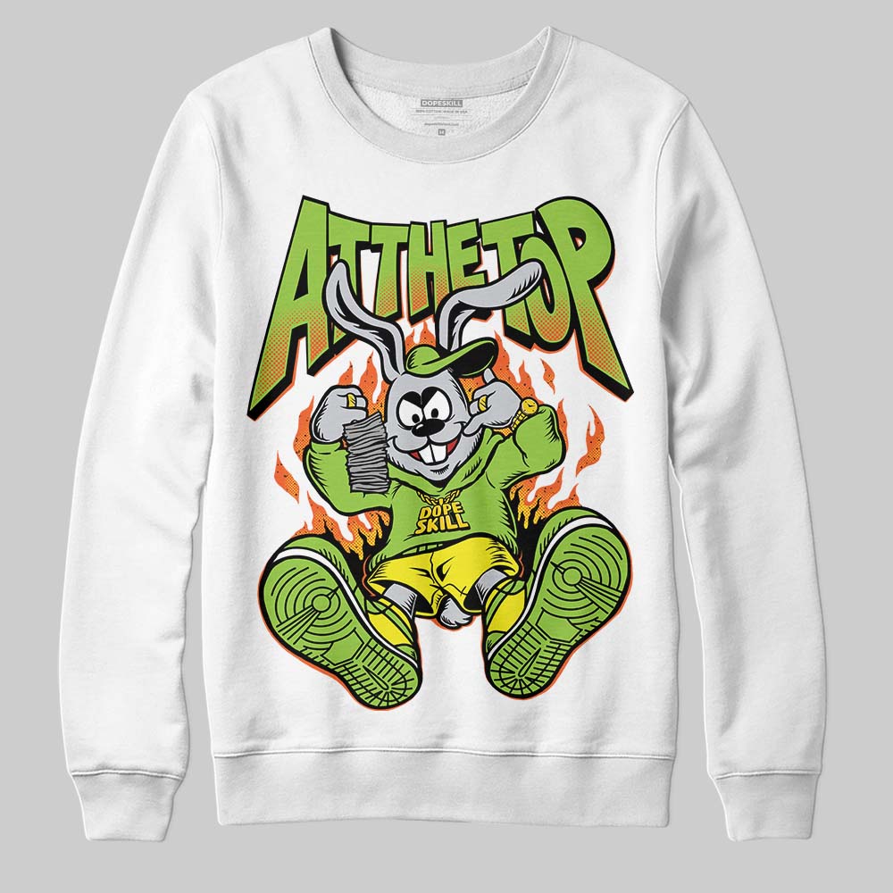 Neon Green Sneakers DopeSkill Sweatshirt At The Top Graphic Streetwear - White