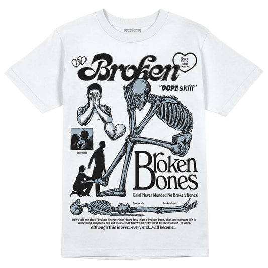 Jordan 13 “Blue Grey” DopeSkill T-Shirt Broken Bones Graphic Streetwear - White