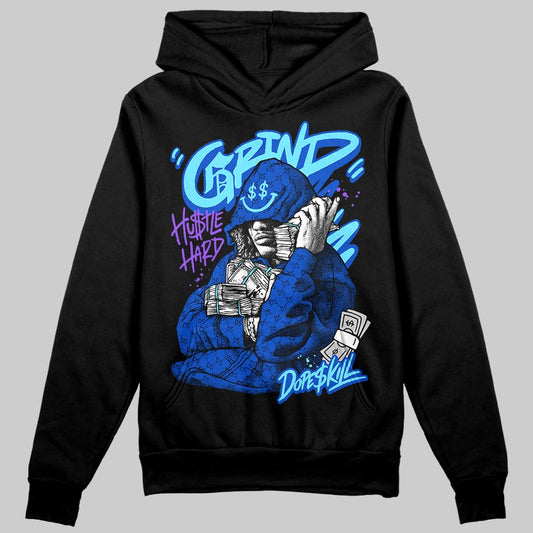 Royal Blue Sneakers DopeSkill Hoodie Grind Pray Graphic Streetwear - Black