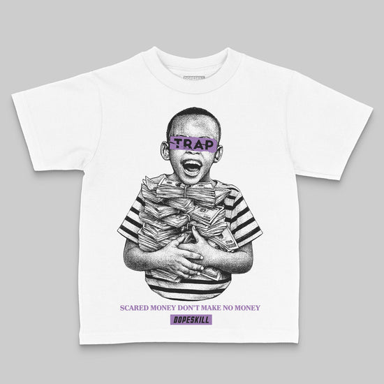 PURPLE Sneakers DopeSkill Toddler Kids T-shirt Scared Money Don't Make No Money Graphic Streetwear - White