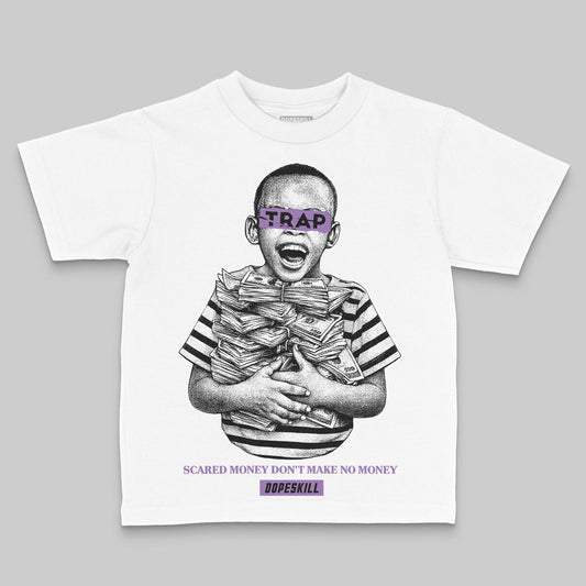 PURPLE Sneakers DopeSkill Toddler Kids T-shirt Scared Money Don't Make No Money Graphic Streetwear - White