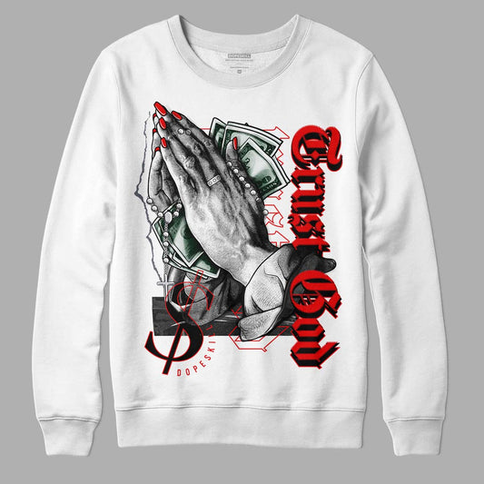 Jordan 2 White Fire Red DopeSkill Sweatshirt Trust God Graphic Streetwear - White