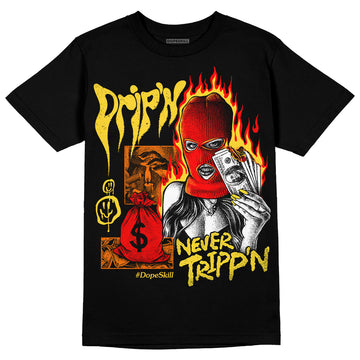 Jordan 4 Thunder DopeSkill T-Shirt Drip'n Never Tripp'n Graphic Streetwear - Black