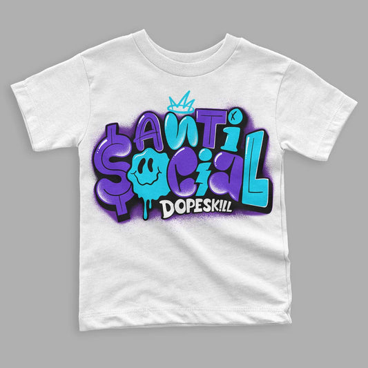 Jordan 6 "Aqua" DopeSkill Toddler Kids T-shirt Anti Social Graphic Streetwear - White 