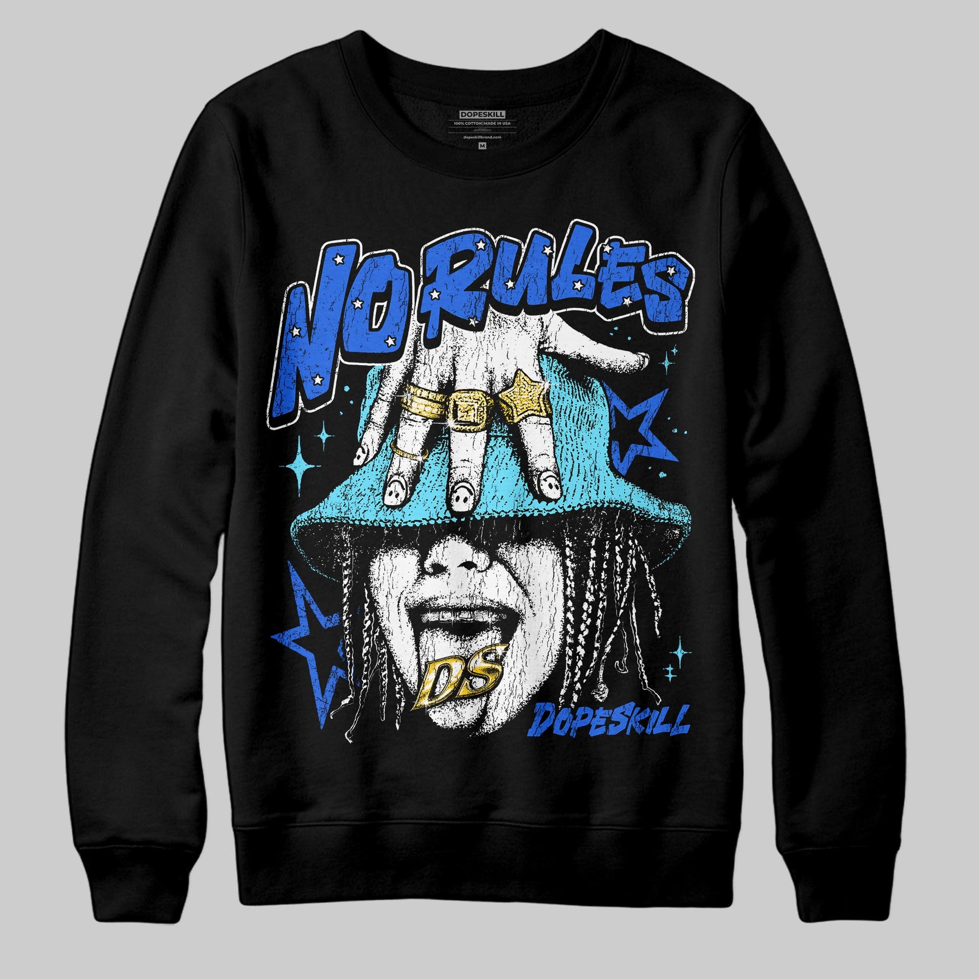 Royal Blue Sneakers DopeSkill Sweatshirt No Rules Graphic Streetwear - black