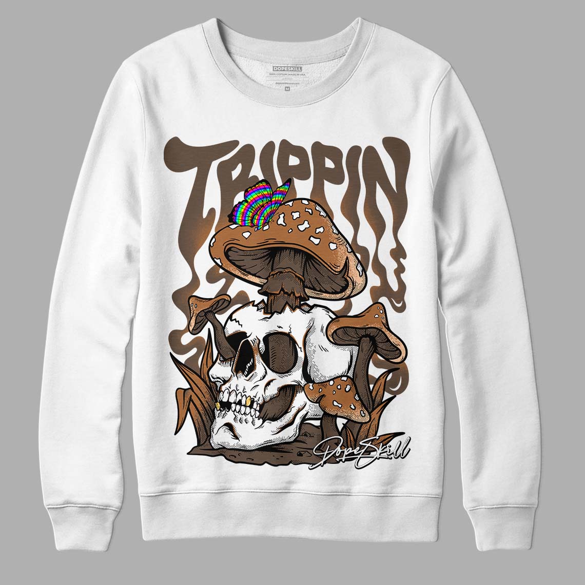 Jordan 1 Retro High OG Palomino DopeSkill Sweatshirt Trippin Graphic Streetwear - White