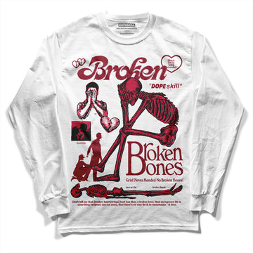 Jordan 1 Retro High '85 OG Metallic Burgundy DopeSkill Long Sleeve T-Shirt Broken Bones Graphic Streetwear - White