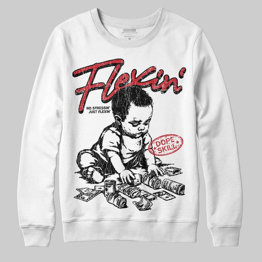 Jordan 5 Retro Fire Red Black Tongue (2025) DopeSkill Sweatshirt Flexin' Graphic Streetwear - White 
