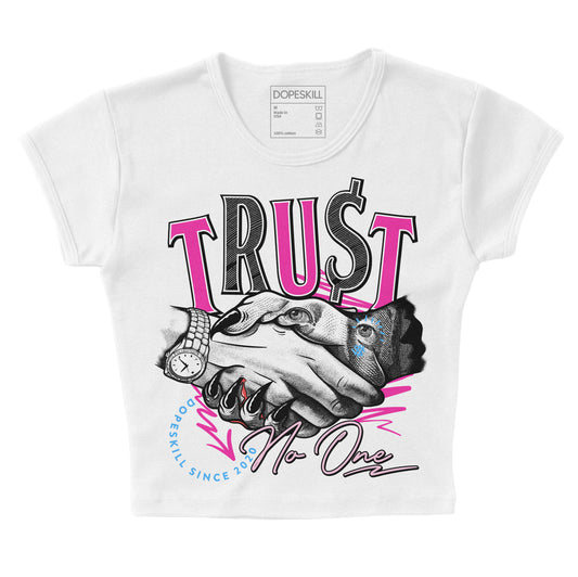 Pink Sneakers DopeSkill Women's Crop Top Trust No One Graphic Streetwear - White