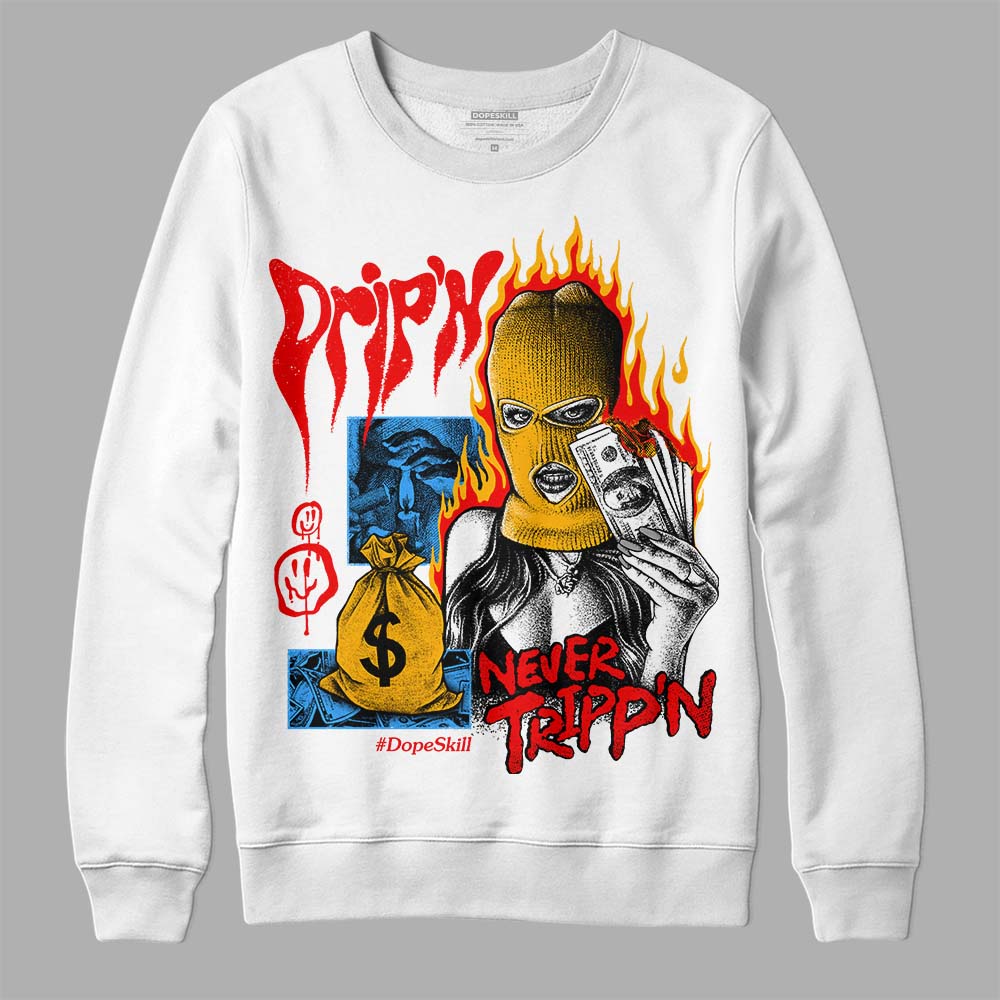 Red Sneakers DopeSkill Sweatshirt Drip'n Never Tripp'n Graphic Streetwear - White