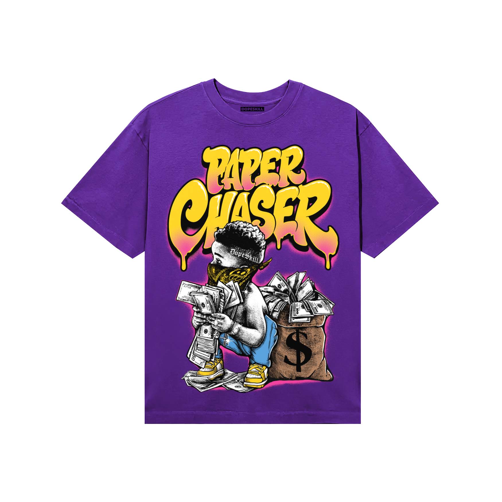 PURPLE Sneakers DopeSkill T-Shirt Paper Chaser Boy Graphic Streetwear - Purple