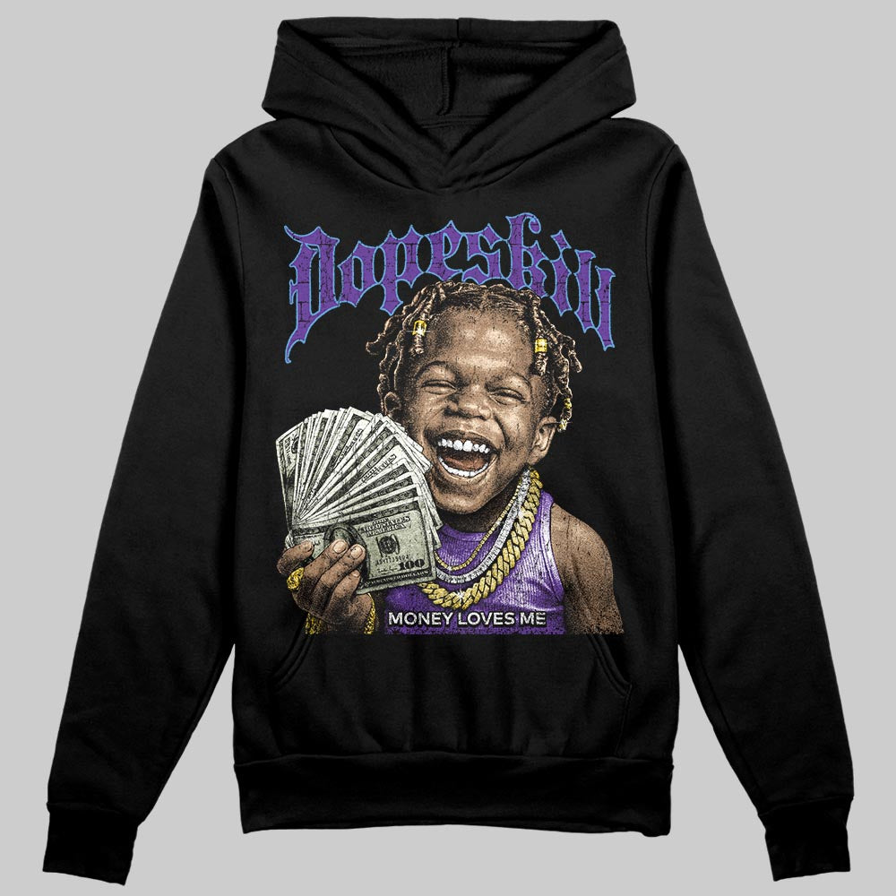 PURPLE Sneakers DopeSkill Hoodie Money Loves Me Graphic Streetwear - black