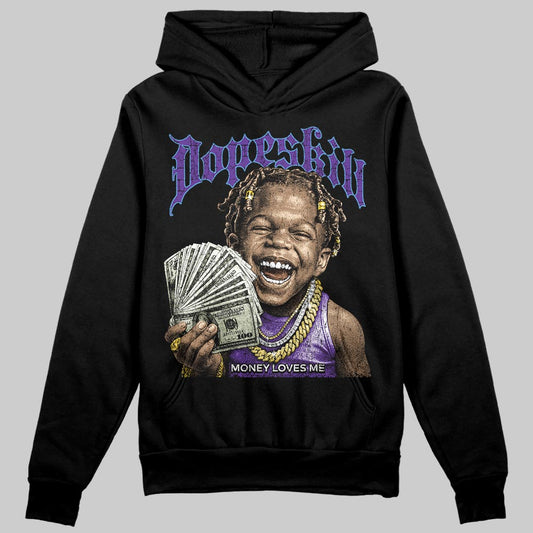 PURPLE Sneakers DopeSkill Hoodie Money Loves Me Graphic Streetwear - black