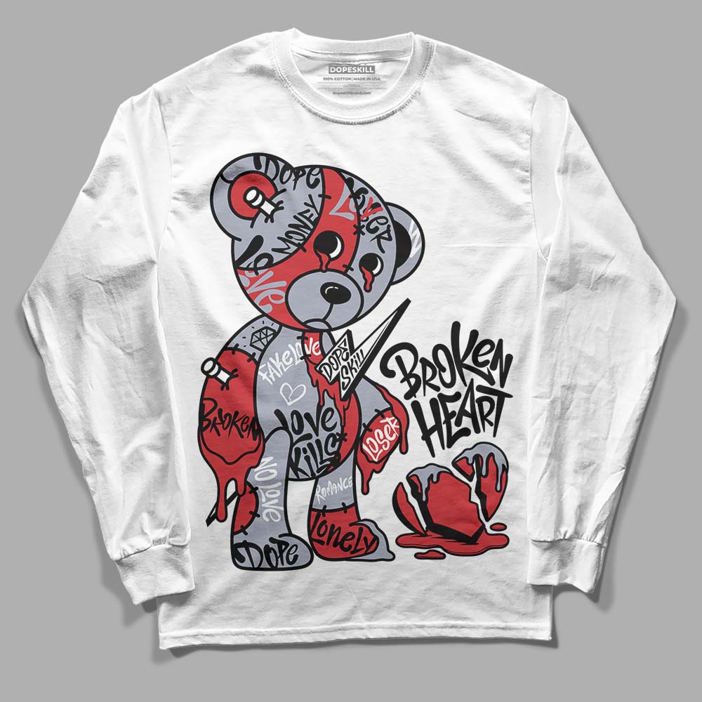 Jordan 4 “Bred Reimagined” DopeSkill Long Sleeve T-Shirt Broken Heart Graphic Streetwear - White