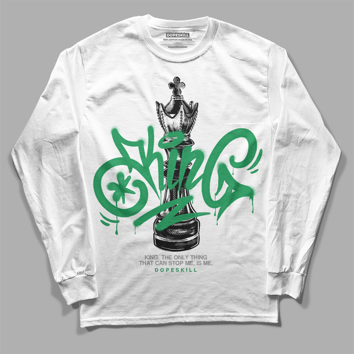 Jordan 3 WMNS “Lucky Green” DopeSkill Long Sleeve T-Shirt King Chess Graphic Streetwear - White 