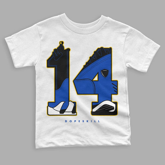 Jordan 14 “Laney” DopeSkill Toddler Kids T-shirt Number 14 Graphic Streetwear - White