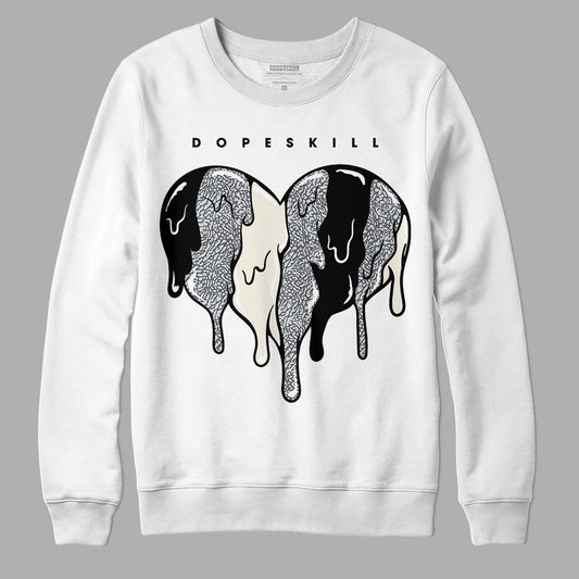 Jordan 1 Retro Low OG Black Cement DopeSkill Sweatshirt Slime Drip Heart Graphic Streetwear - White