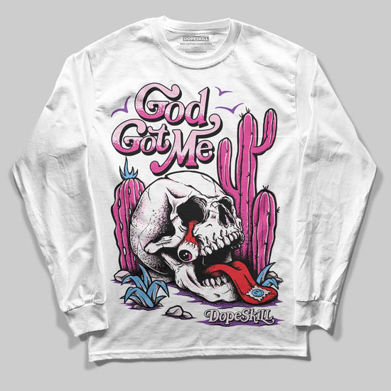 Pink Sneakers DopeSkill Long Sleeve T-Shirt God Got Me Graphic Streetwear - White