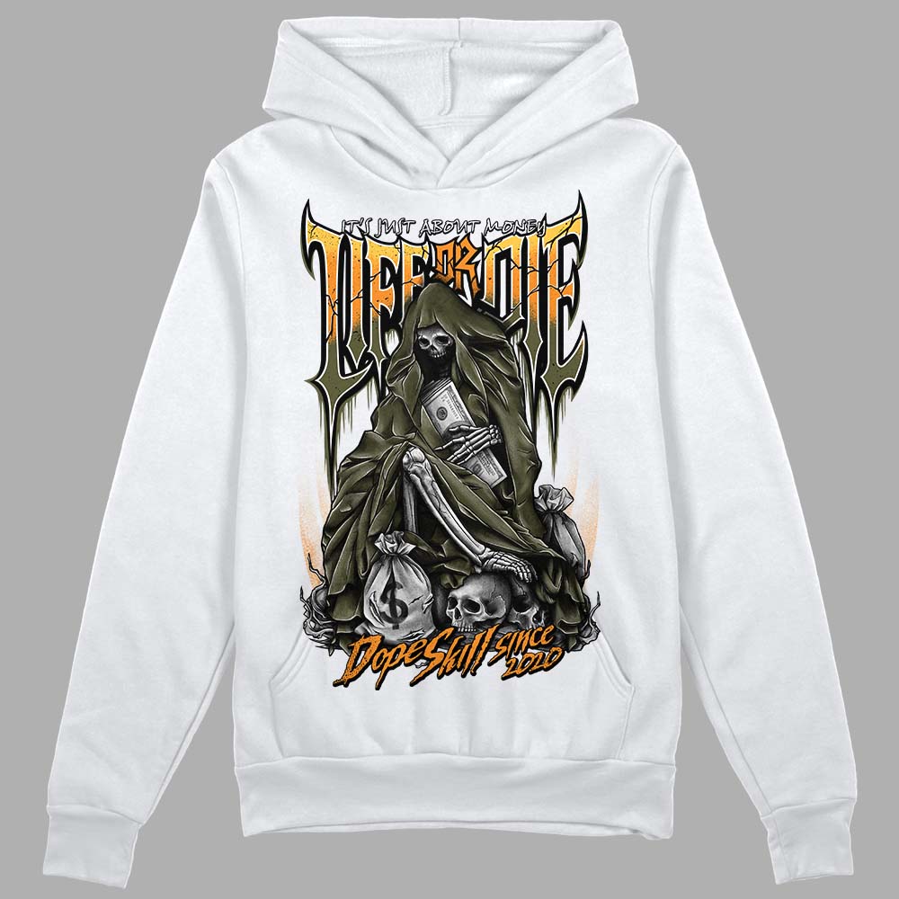 Jordan 5 "Olive" DopeSkill Hoodie Sweatshirt Life or Die Graphic Streetwear - White 