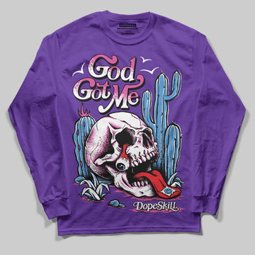 PURPLE Sneakers DopeSkill Purple Long Sleeve T-Shirt God Got Me Graphic Streetwear