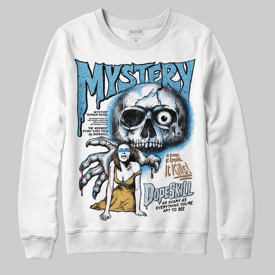 Jordan 4 Denim “Worn Blue” DopeSkill Sweatshirt Mystery Ghostly Grasp Graphic Streetwear - White