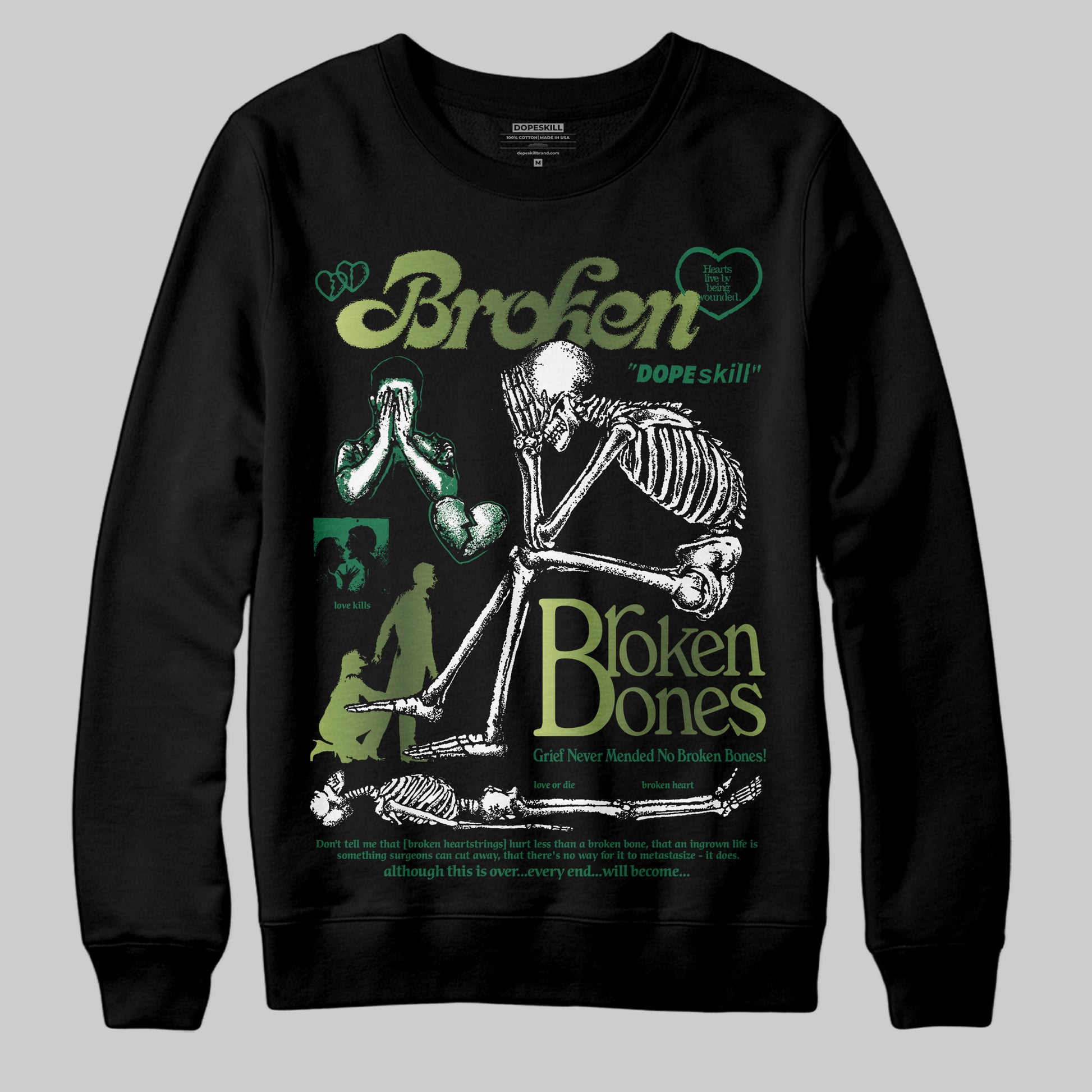 Foamposite Pro 'Pine Green' DopeSkill Sweatshirt Broken Bones Graphic Streetwear - black