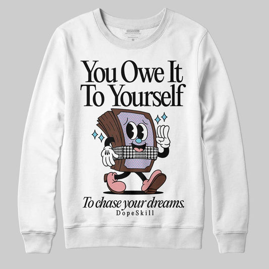 Harris Tweed x Dunk Low Denim Turquoise and Baroque Brown DopeSkill Sweatshirt Owe It To Yourself Graphic Streetwear - White 