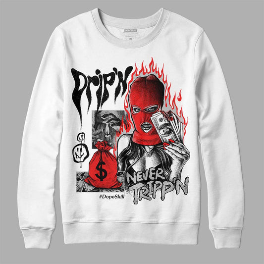 Jordan Spizike Low Bred DopeSkill Sweatshirt Drip'n Never Tripp'n Graphic Streetwear - White 