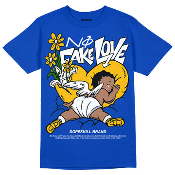 Royal Blue Sneakers DopeSkill Royal Blue T-Shirt No Fake Love Graphic Streetwear