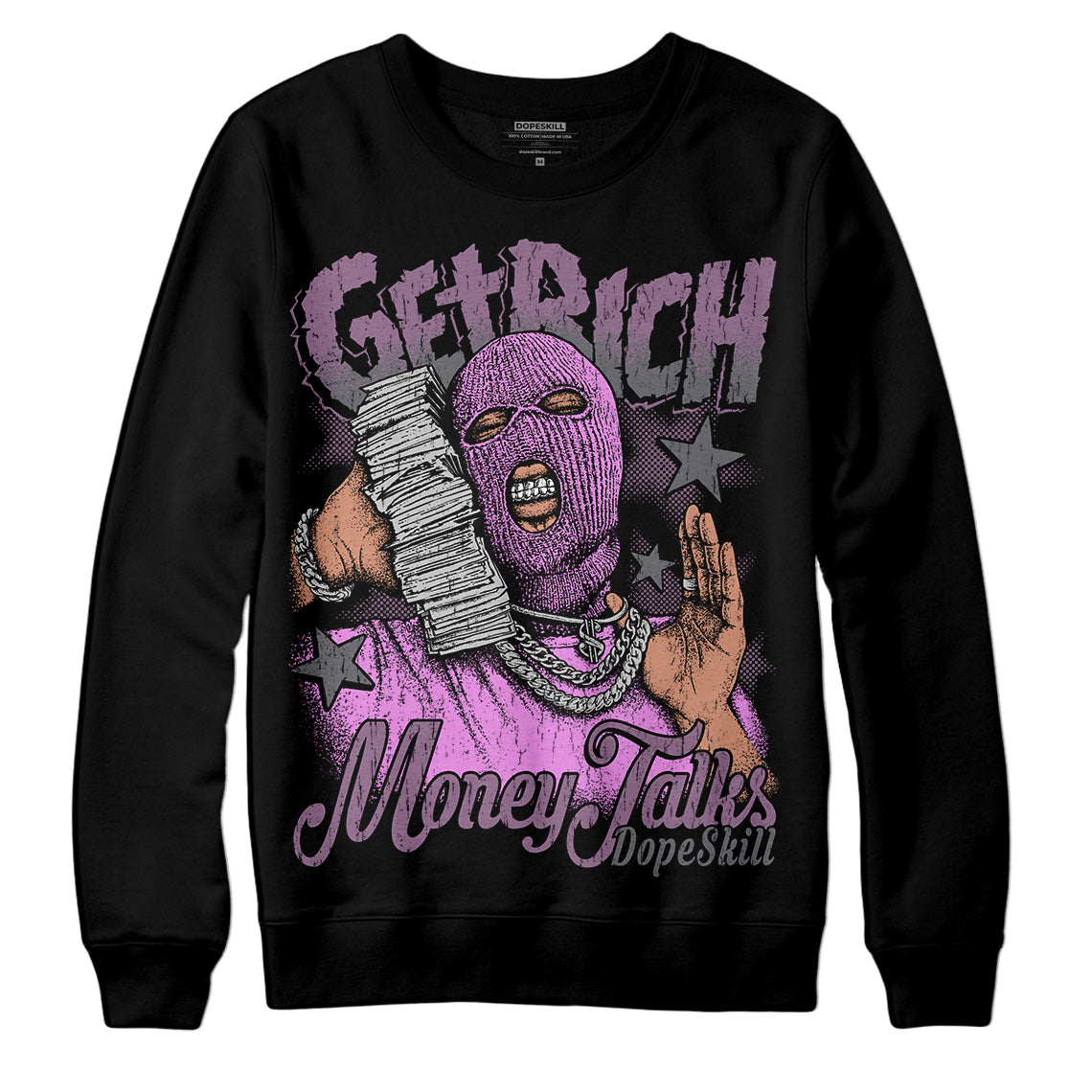 Jordan 2 “Mauve/Off-Noir” DopeSkill Sweatshirt Get Rich Graphic Streetwear - Black