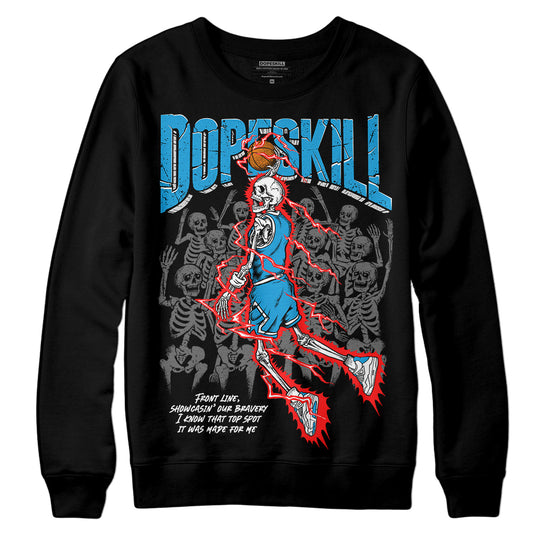 Jordan 4 Retro Military Blue DopeSkill Sweatshirt Thunder Dunk Graphic Streetwear - Black