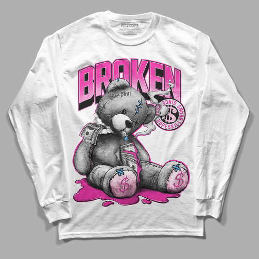 Pink Sneakers DopeSkill Long Sleeve T-Shirt Sick Bear Graphic Streetwear - White