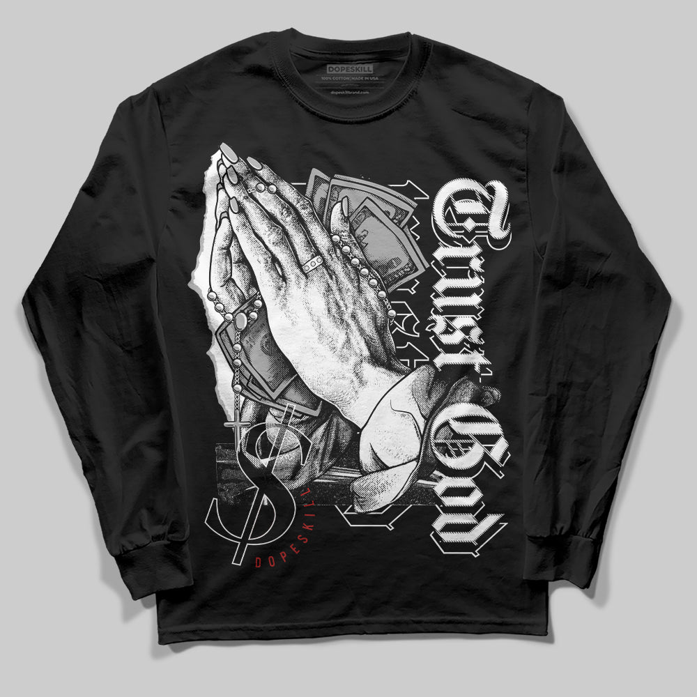 Jordan 14 "Black/White" DopeSkill Long Sleeve T-Shirt Trust God Graphic Streetwear  - Black