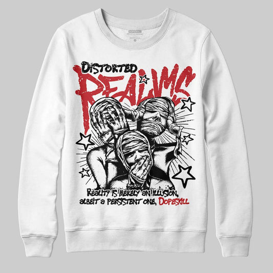 Jordan 4 “Flight Club” DopeSkill Sweatshirt Distorted Realms Graphic Streetwear - White