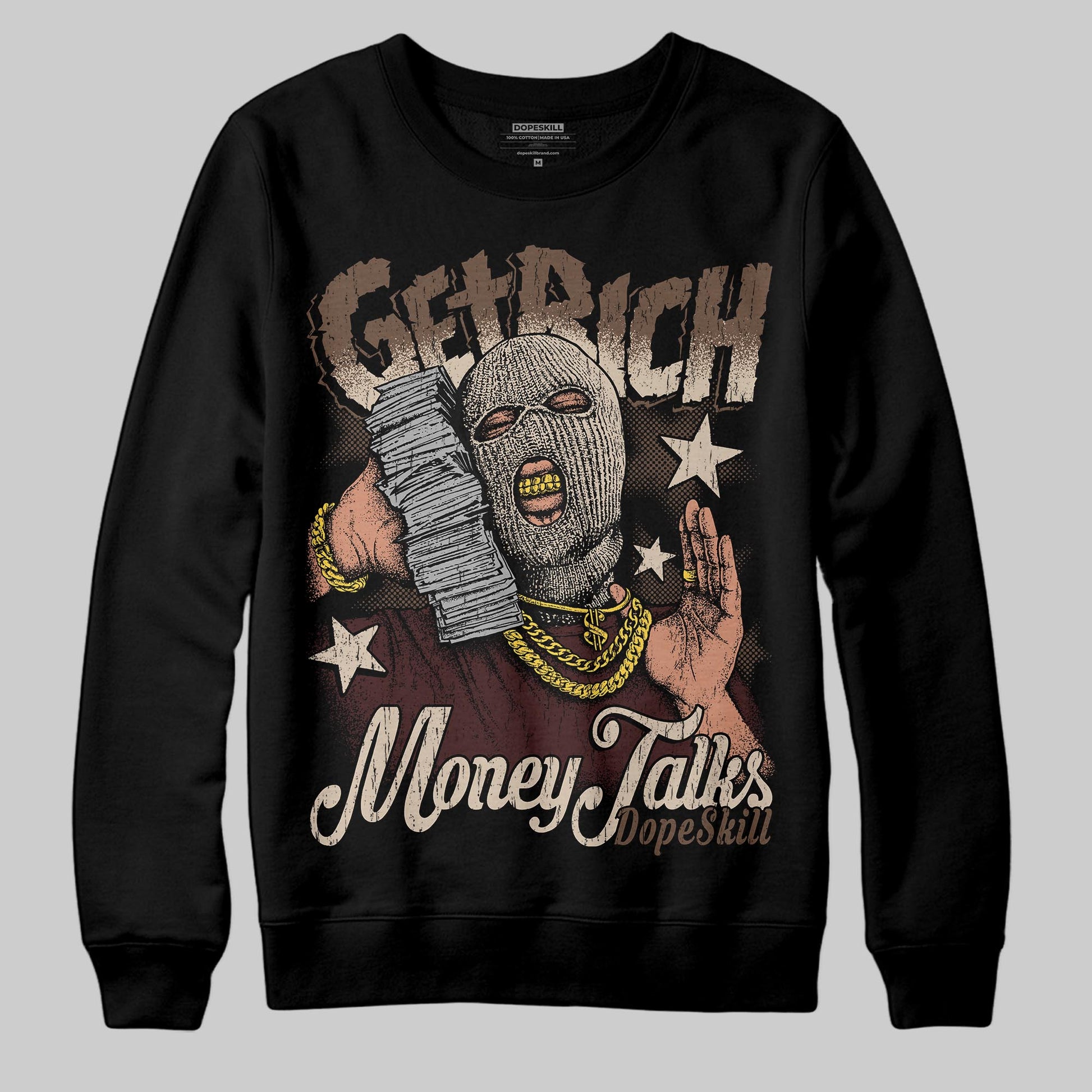 A Ma Maniére x Air Jordan 4 “Dark Mocha” DopeSkill Sweatshirt Get Rich Graphic Streetwear - Black