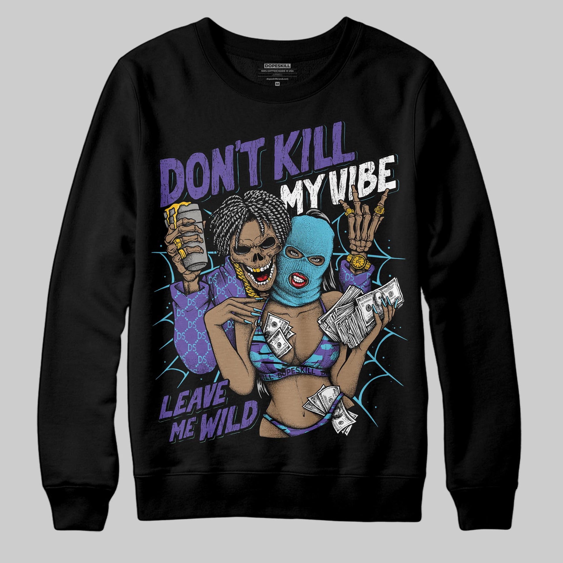 Jordan 8 Retro 'Aqua' 2025 DopeSkill Sweatshirt Don't Kill My Vibe Graphic Streetwear - Black