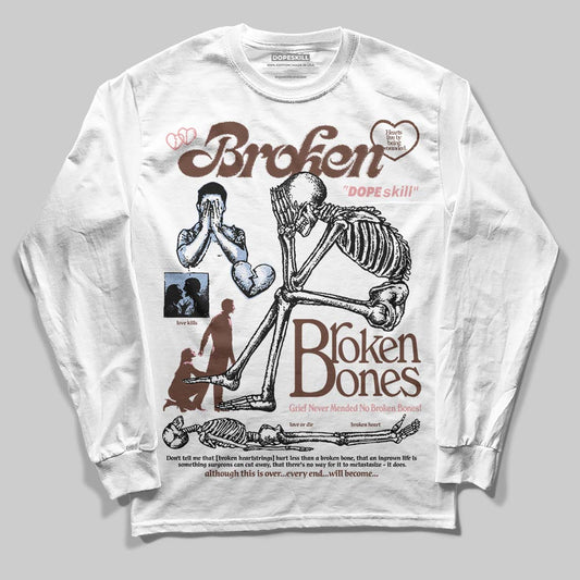 Harris Tweed x Dunk Low Denim Turquoise and Baroque Brown DopeSkill Long Sleeve T-Shirt Broken Bones Graphic Streetwear - White 