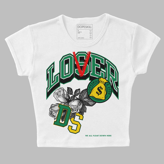 Jordan 5 “Lucky Green” DopeSkill Women's Crop Top Loser Lover Graphic Streetwear - White 