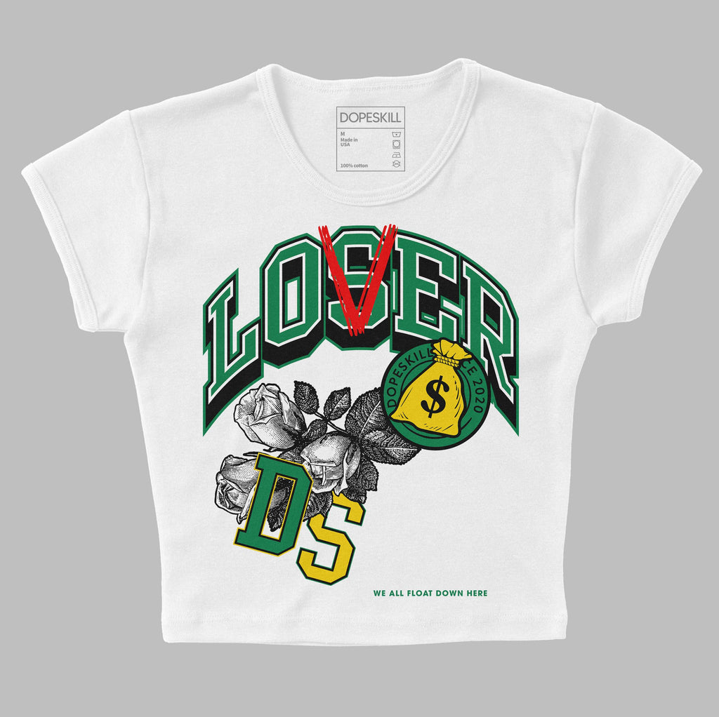 Jordan 5 “Lucky Green” DopeSkill Women's Crop Top Loser Lover Graphic Streetwear - White 