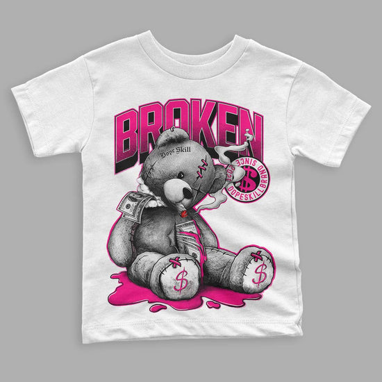 Jordan 1 Low GS “Fierce Pink” Dopeskill Toddler Kids T-shirt Sick Bear Graphic Streetwear - White 