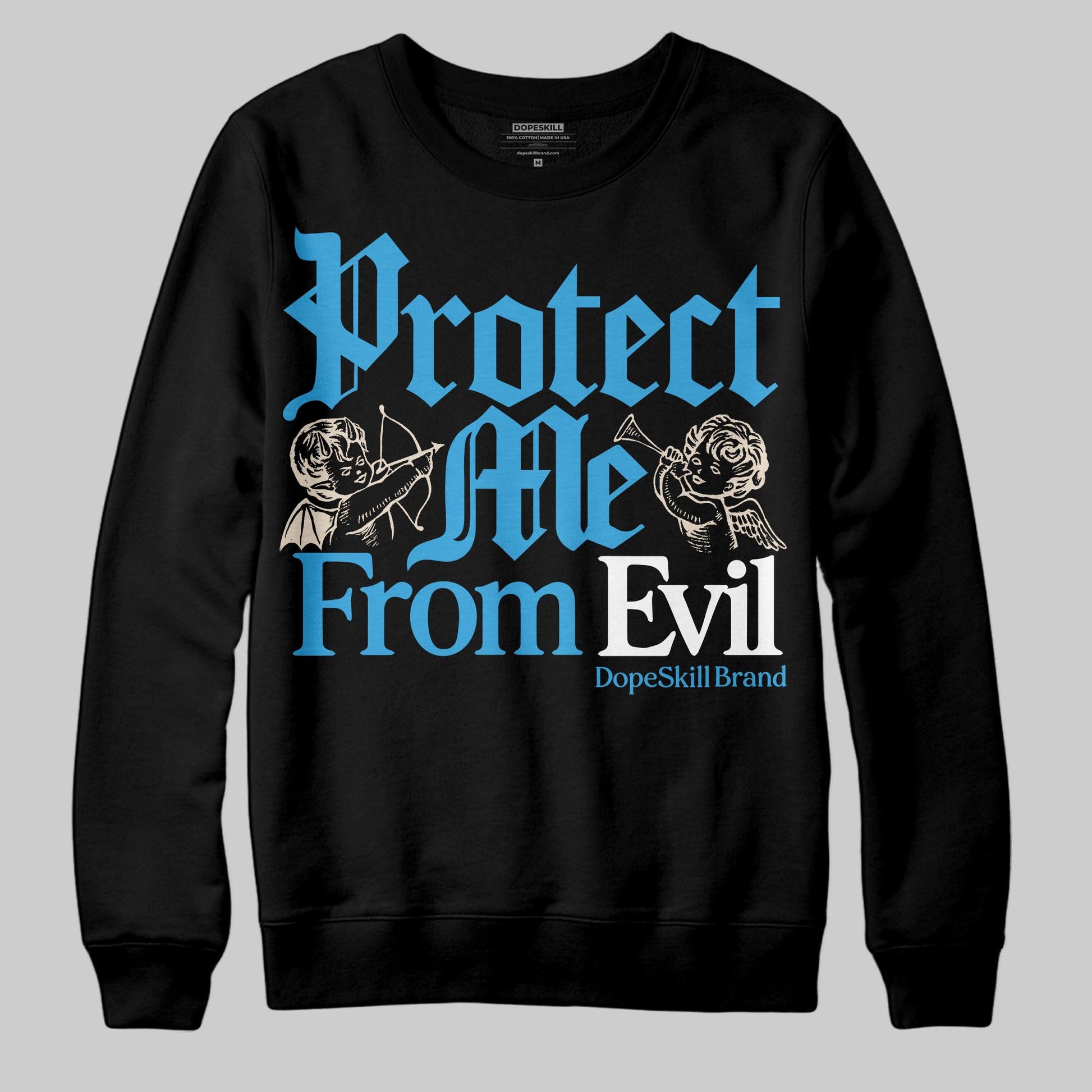 Jordan 1 High OG “UNC” Reimagined DopeSkill Sweatshirt Protect Me From Evil Graphic Streetwear - Black