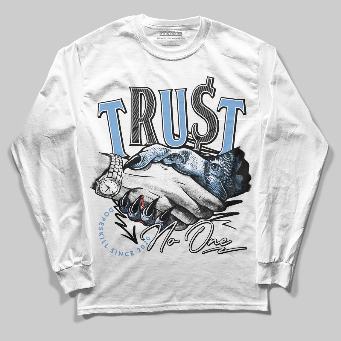 Jordan 12 Retro 'Melo' DopeSkill Long Sleeve T-Shirt Trust No One Graphic Streetwear - WHite 