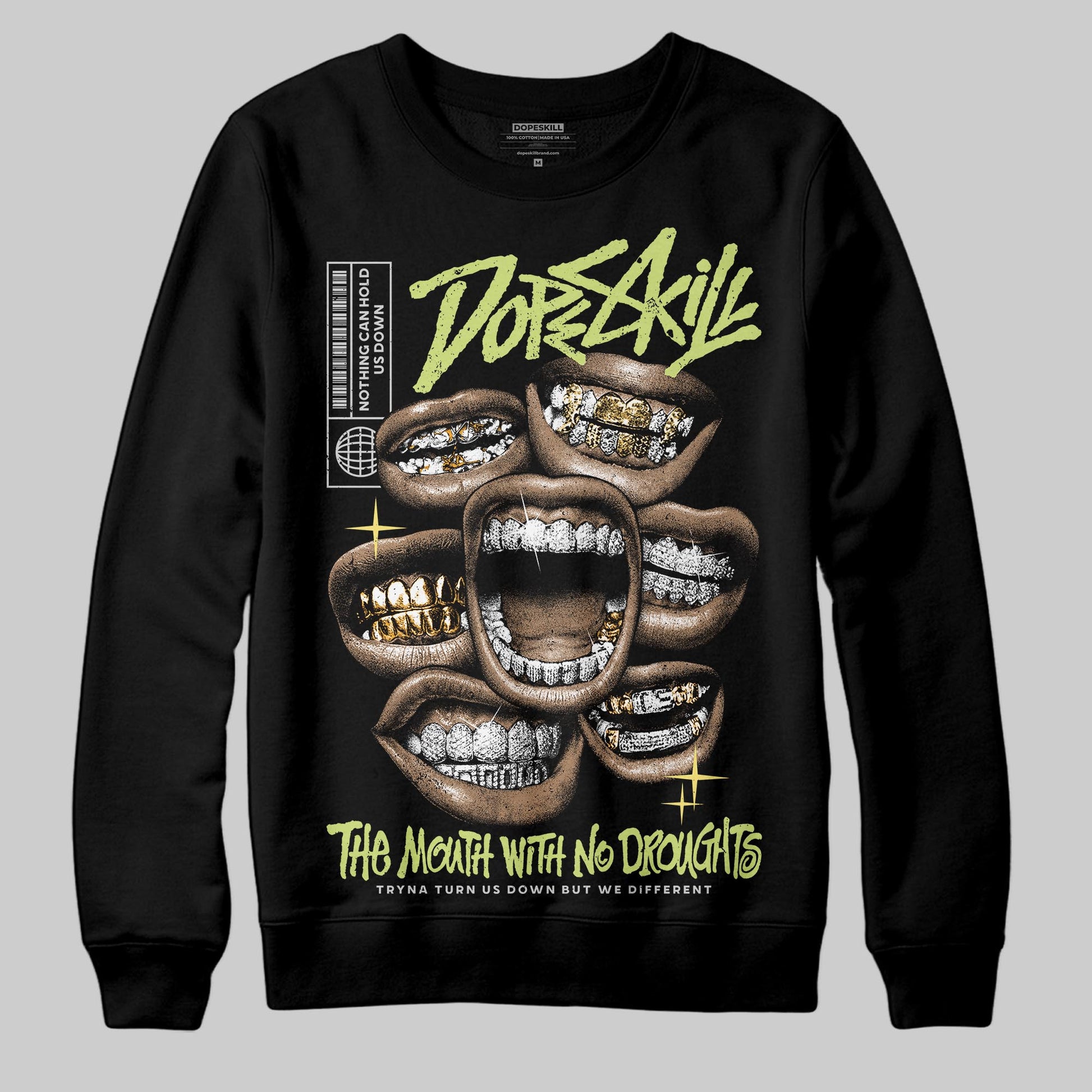 Jordan 4 GS “Light Lemon Twist” DopeSkill Sweatshirt The Mouth With No Droughts Graphic Streetwear - Black
