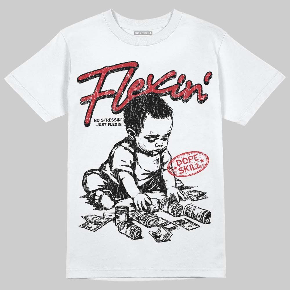 Jordan 5 Retro Fire Red Black Tongue (2025) DopeSkill T-Shirt Flexin' Graphic Streetwear - White 