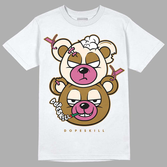 Dunk Low Just Do It “Bronzine/Playful Pink” DopeSkill T-Shirt New Double Bear Graphic Streetwear - White