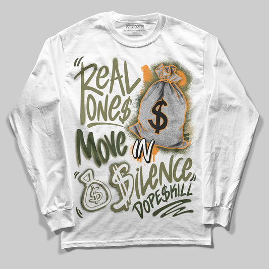 Olive Sneakers DopeSkill Long Sleeve T-Shirt Real Ones Move In Silence Graphic Streetwear - White 