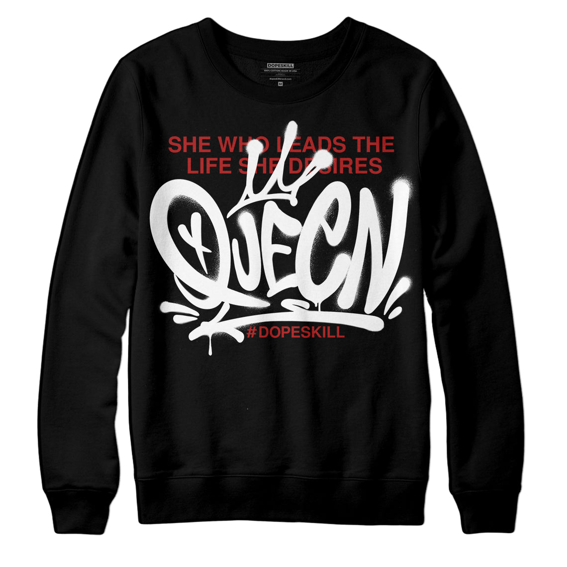 Jordan 14 "Black/White" DopeSkill Sweatshirt Queen Graphic Streetwear - Black