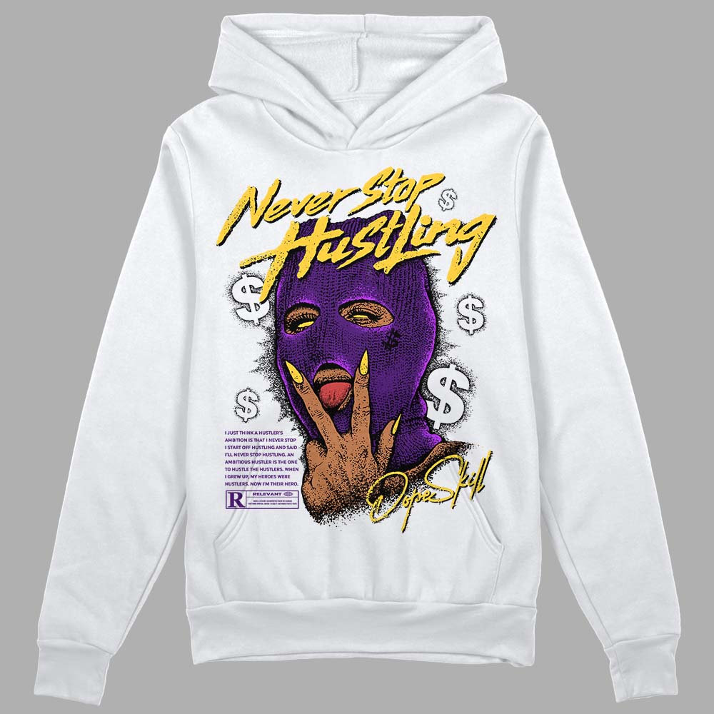 Jordan 12 "Field Purple" DopeSkill Hoodie Sweatshirt Never Stop Hustling Graphic Streetwear - White 