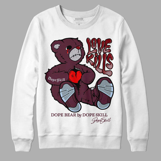 Jordan 5 Retro Burgundy (2023) DopeSkill Sweatshirt Love Kills Graphic Streetwear - White